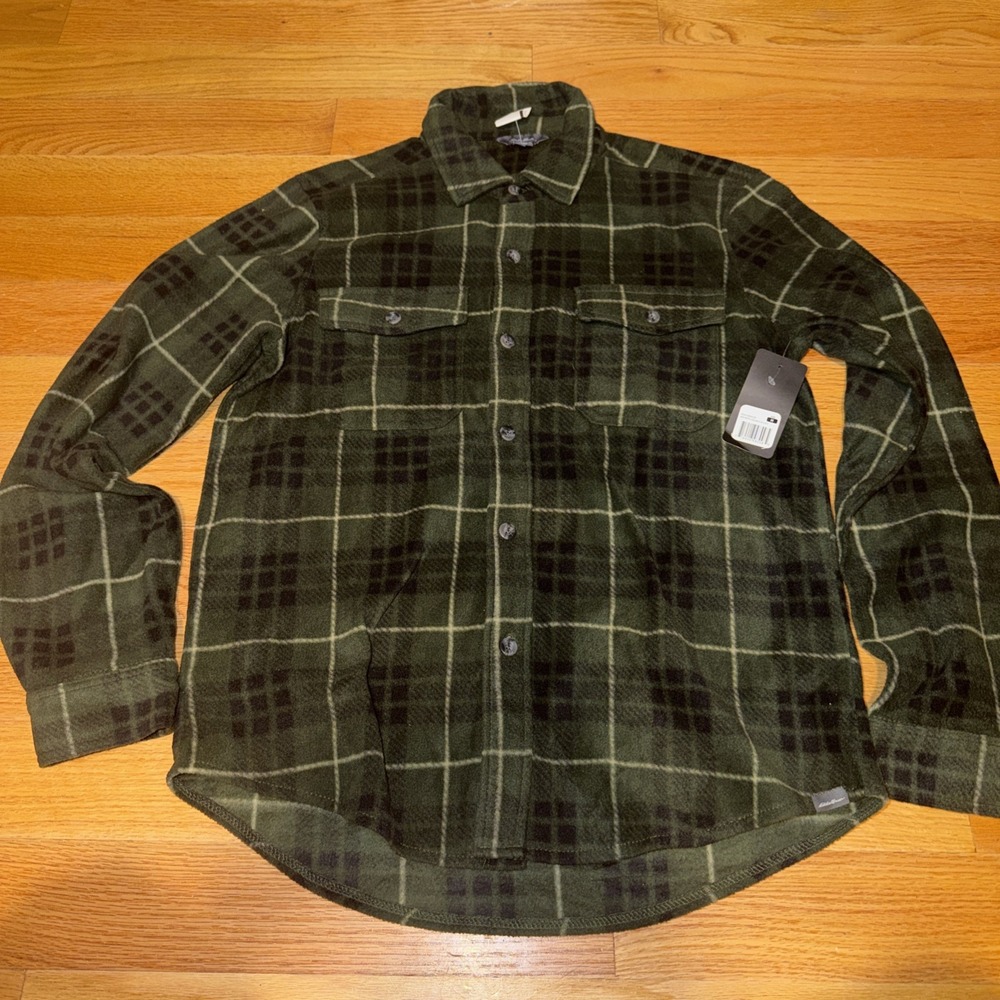 Eddie Bauer Men's Sunland Polar Fleece Shirt Jacket Size Medium Green